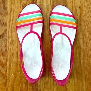 Crocs Isabella Candy Pink/Multi open toe ballet flats